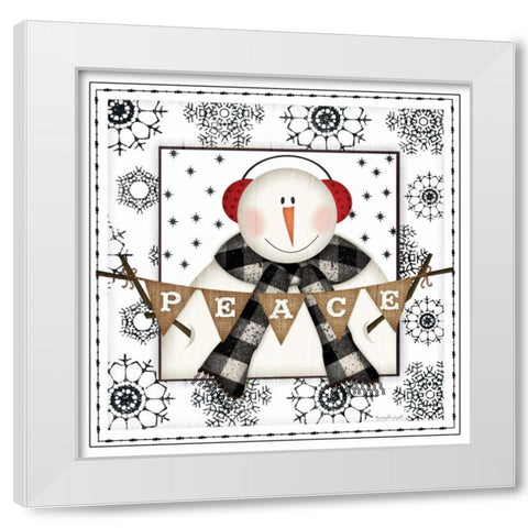 Snowman Snowflake III White Modern Wood Framed Art Print by Pugh, Jennifer