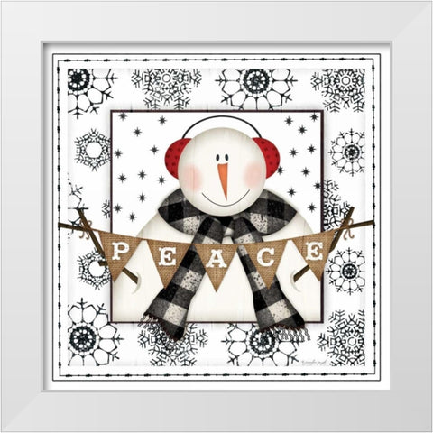 Snowman Snowflake III White Modern Wood Framed Art Print by Pugh, Jennifer