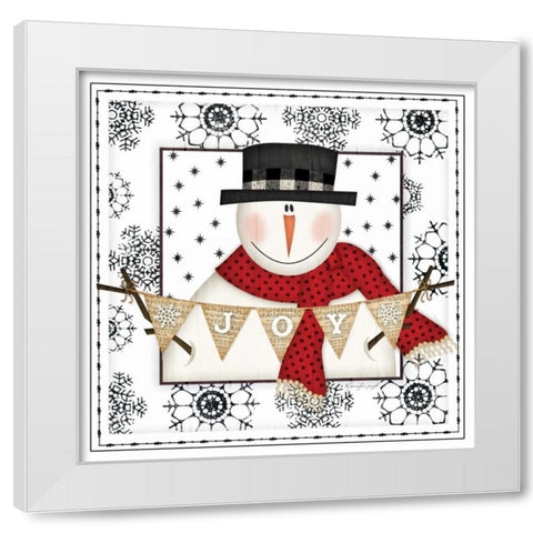 Snowman Snowflake IV White Modern Wood Framed Art Print by Pugh, Jennifer