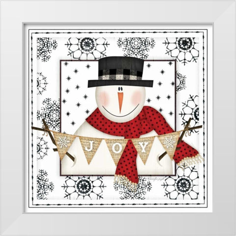 Snowman Snowflake IV White Modern Wood Framed Art Print by Pugh, Jennifer