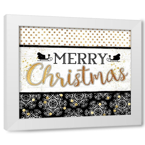 Merry Christmas White Modern Wood Framed Art Print by Pugh, Jennifer