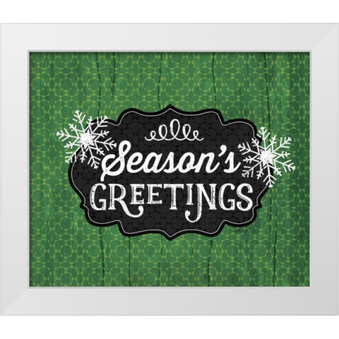 Seasons Greetings - Green White Modern Wood Framed Art Print by Pugh, Jennifer