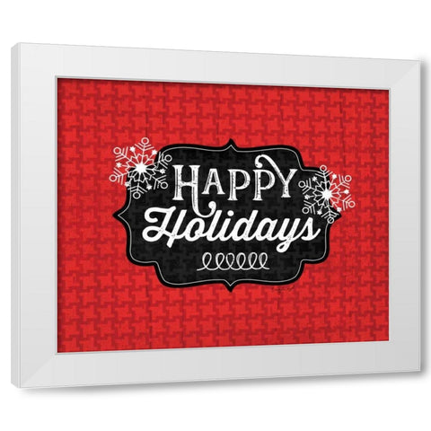 Happy Holidays White Modern Wood Framed Art Print by Pugh, Jennifer