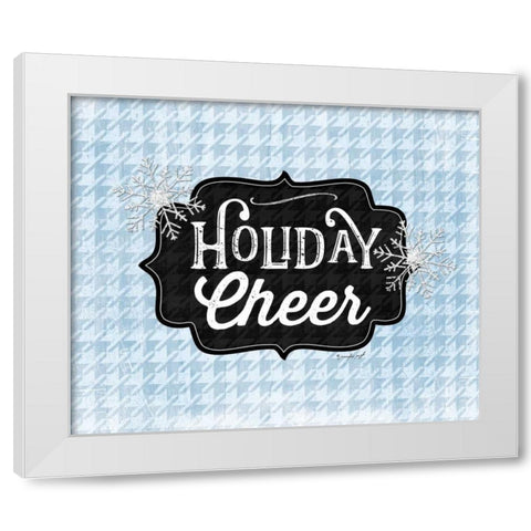 Holiday Cheer - Blue White Modern Wood Framed Art Print by Pugh, Jennifer