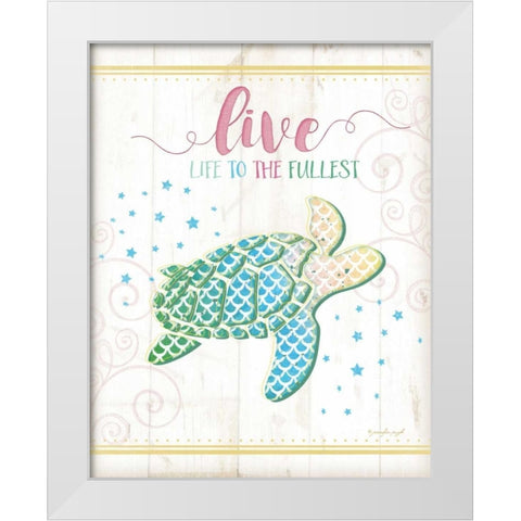 Sea Turtle White Modern Wood Framed Art Print by Pugh, Jennifer