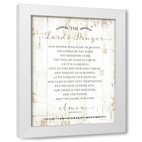 The Lords Prayer White Modern Wood Framed Art Print by Pugh, Jennifer