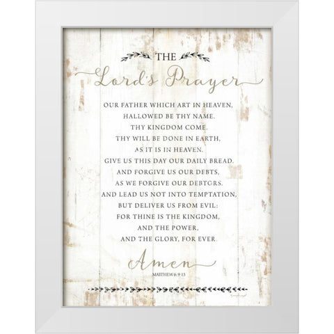 The Lords Prayer White Modern Wood Framed Art Print by Pugh, Jennifer