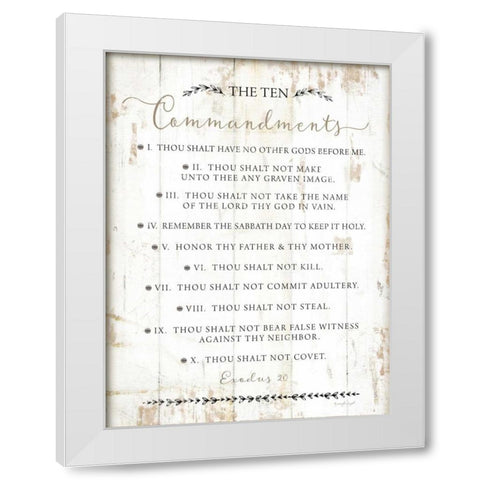 The Ten Commandments White Modern Wood Framed Art Print by Pugh, Jennifer