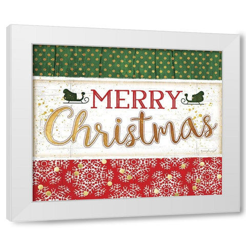 Merry Christmas White Modern Wood Framed Art Print by Pugh, Jennifer