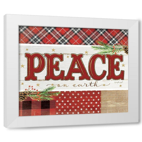 Peace Plaid White Modern Wood Framed Art Print by Pugh, Jennifer