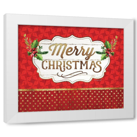 Merry Christmas White Modern Wood Framed Art Print by Pugh, Jennifer