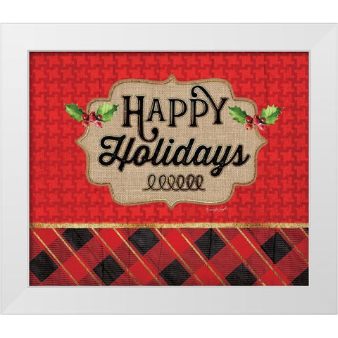 Happy Holidays White Modern Wood Framed Art Print by Pugh, Jennifer