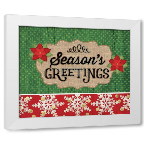 Seasons Greetings White Modern Wood Framed Art Print by Pugh, Jennifer