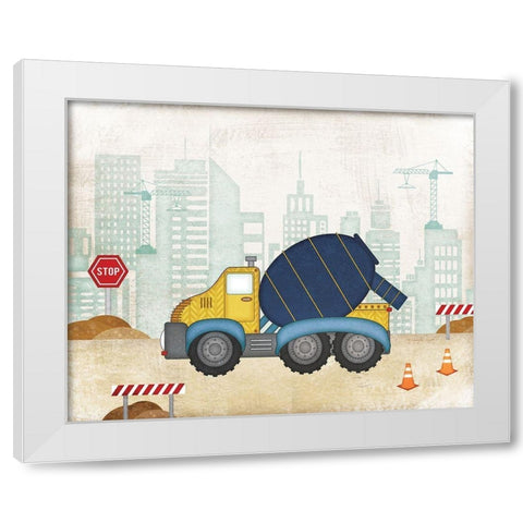 Cement Truck White Modern Wood Framed Art Print by Pugh, Jennifer