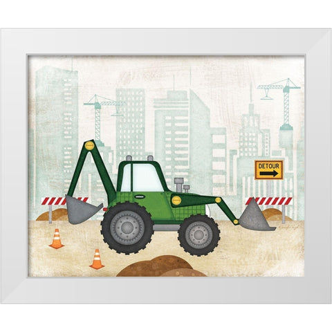 Backhoe White Modern Wood Framed Art Print by Pugh, Jennifer