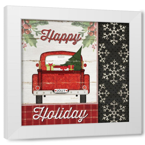 Happy Holiday White Modern Wood Framed Art Print by Pugh, Jennifer