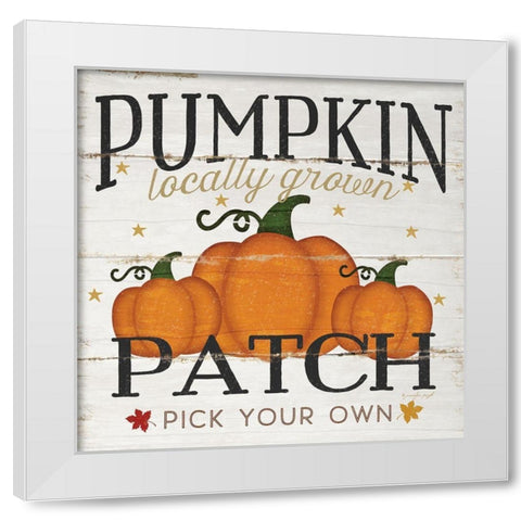 Pumpkin Patch White Modern Wood Framed Art Print by Pugh, Jennifer