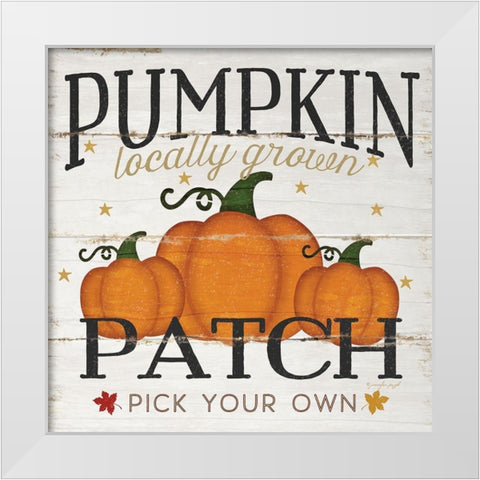 Pumpkin Patch White Modern Wood Framed Art Print by Pugh, Jennifer