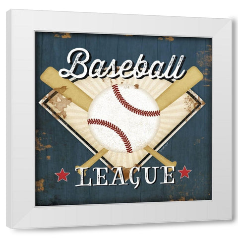 Baseball White Modern Wood Framed Art Print by Pugh, Jennifer