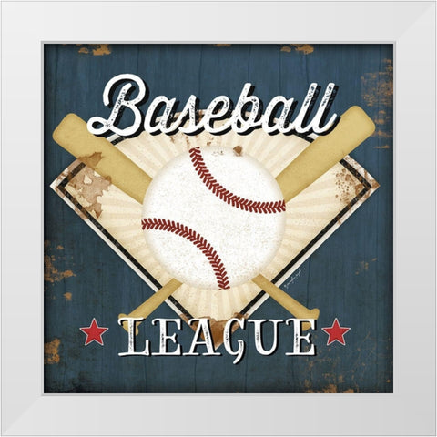 Baseball White Modern Wood Framed Art Print by Pugh, Jennifer