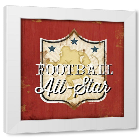 Football III White Modern Wood Framed Art Print by Pugh, Jennifer