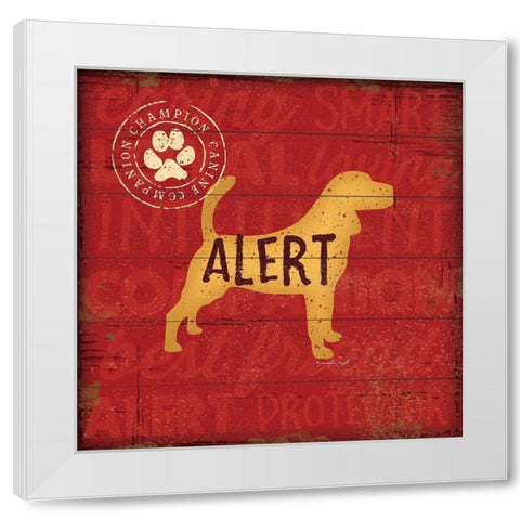 Alert Dog White Modern Wood Framed Art Print by Pugh, Jennifer