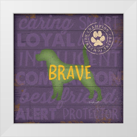 Brave Dog White Modern Wood Framed Art Print by Pugh, Jennifer