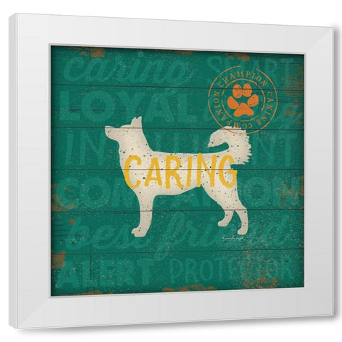 Caring Dog White Modern Wood Framed Art Print by Pugh, Jennifer