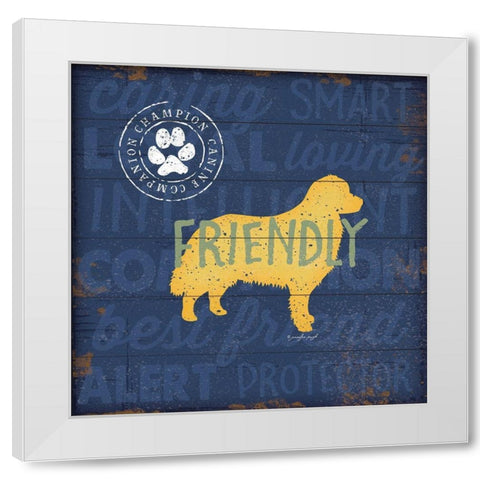 Friendly Dog White Modern Wood Framed Art Print by Pugh, Jennifer