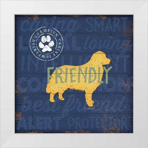 Friendly Dog White Modern Wood Framed Art Print by Pugh, Jennifer