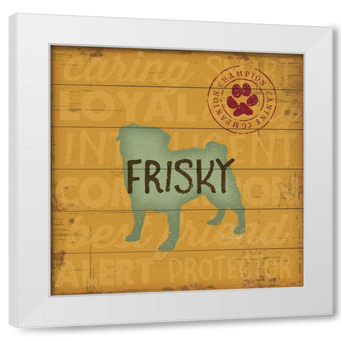 Frisky Dog White Modern Wood Framed Art Print by Pugh, Jennifer