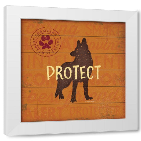 Protect Dog White Modern Wood Framed Art Print by Pugh, Jennifer