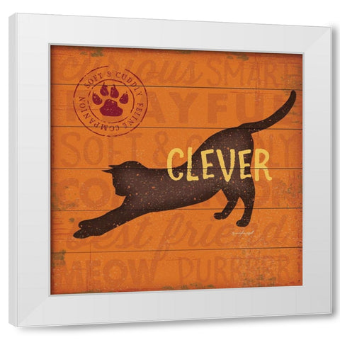 Clever Cat White Modern Wood Framed Art Print by Pugh, Jennifer