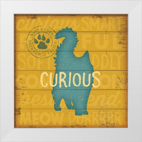 Curious Cat White Modern Wood Framed Art Print by Pugh, Jennifer