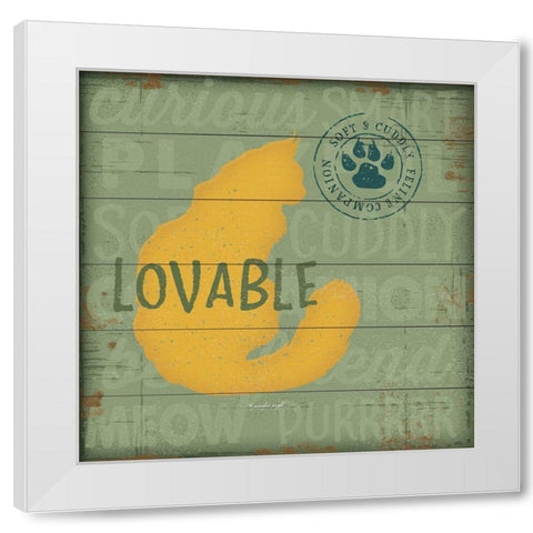 Loveable Cat White Modern Wood Framed Art Print by Pugh, Jennifer