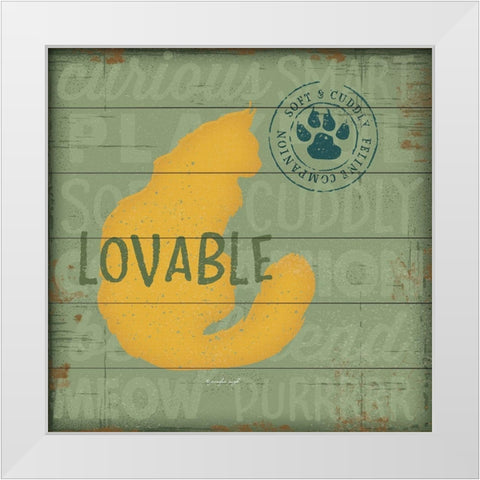 Loveable Cat White Modern Wood Framed Art Print by Pugh, Jennifer