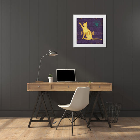 Playful Cat White Modern Wood Framed Art Print by Pugh, Jennifer