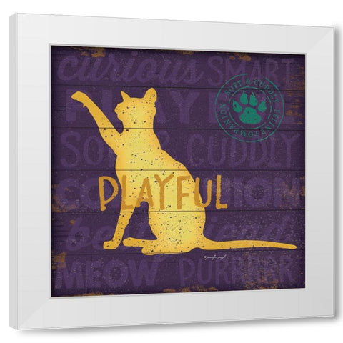 Playful Cat White Modern Wood Framed Art Print by Pugh, Jennifer