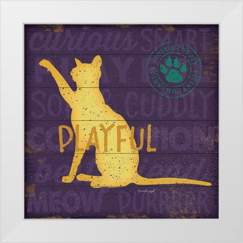 Playful Cat White Modern Wood Framed Art Print by Pugh, Jennifer