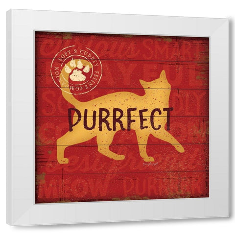 Purrrfect Cat White Modern Wood Framed Art Print by Pugh, Jennifer