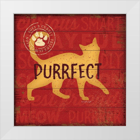 Purrrfect Cat White Modern Wood Framed Art Print by Pugh, Jennifer