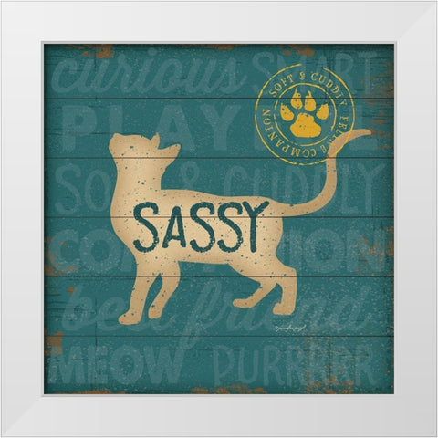 Sassy Cat White Modern Wood Framed Art Print by Pugh, Jennifer