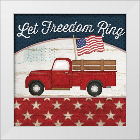 Let Freedom Ring White Modern Wood Framed Art Print by Pugh, Jennifer