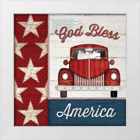 God Bless America White Modern Wood Framed Art Print by Pugh, Jennifer