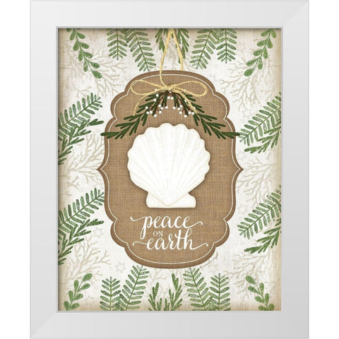 Coastal Christmas Peace White Modern Wood Framed Art Print by Pugh, Jennifer