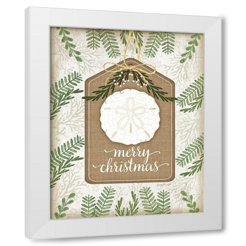 Coastal Christmas Merry White Modern Wood Framed Art Print by Pugh, Jennifer