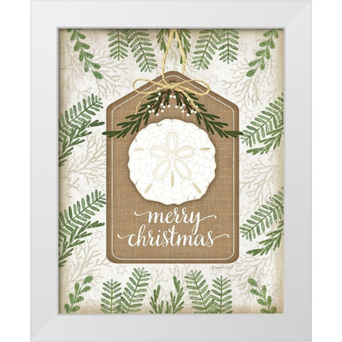 Coastal Christmas Merry White Modern Wood Framed Art Print by Pugh, Jennifer