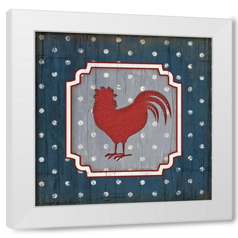 Red White and Blue Rooster X White Modern Wood Framed Art Print by Pugh, Jennifer