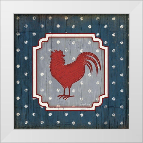 Red White and Blue Rooster X White Modern Wood Framed Art Print by Pugh, Jennifer