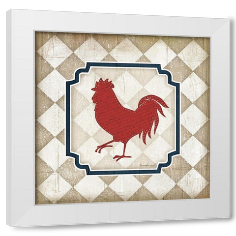 Red White and Blue Rooster XI White Modern Wood Framed Art Print by Pugh, Jennifer